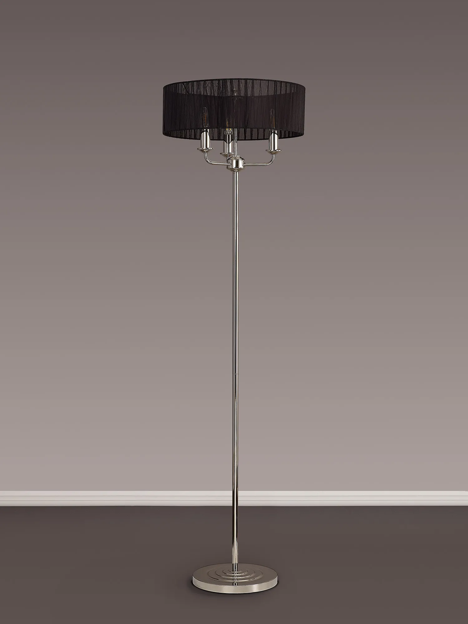 Banyan 45cm 3 Light Floor Lamp Polished Nickel, Black DK0888  Deco Banyan PN BL